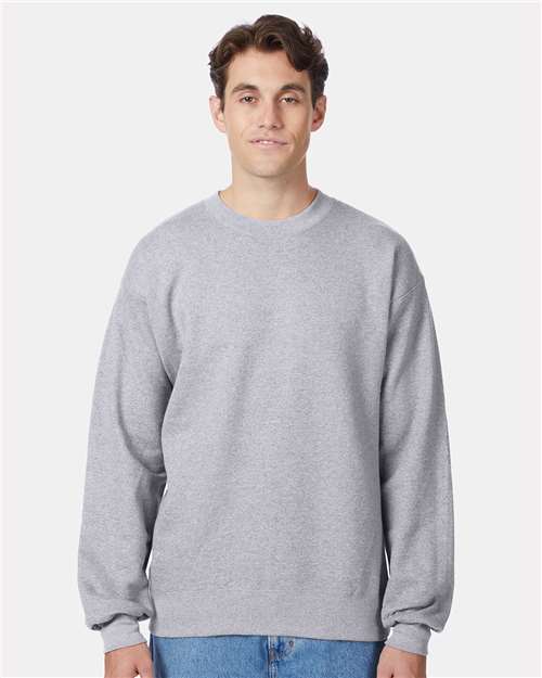 Hanes F260 Unisex Ultimate Cotton Crewneck Sweatshirt - Light Steel - model front