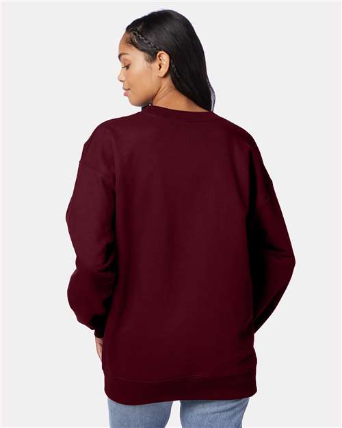 Hanes F260 Unisex Ultimate Cotton Crewneck Sweatshirt - Maroon - model back