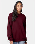 Hanes F260 Unisex Ultimate Cotton Crewneck Sweatshirt - Maroon - model front