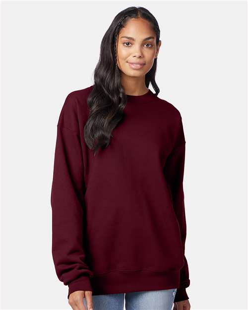Hanes F260 Unisex Ultimate Cotton Crewneck Sweatshirt - Maroon - model front