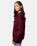 Hanes F260 Unisex Ultimate Cotton Crewneck Sweatshirt - Maroon - model side