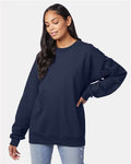 Hanes F260 Unisex Ultimate Cotton Crewneck Sweatshirt - Navy - model front
