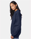 Hanes F260 Unisex Ultimate Cotton Crewneck Sweatshirt - Navy - model side