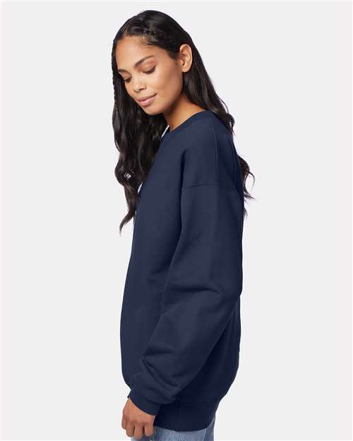 Hanes F260 Unisex Ultimate Cotton Crewneck Sweatshirt - Navy - model side