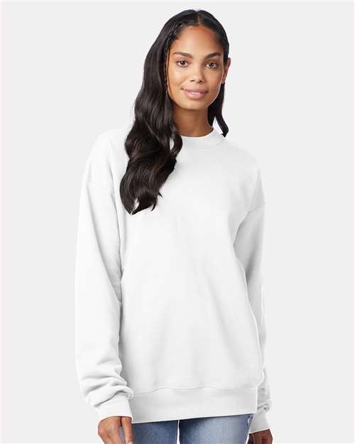 Hanes F260 Unisex Ultimate Cotton Crewneck Sweatshirt - White - model front