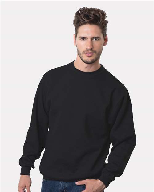 Bayside 1102 Unisex USA-Made Crewneck Sweatshirt - Black - model front