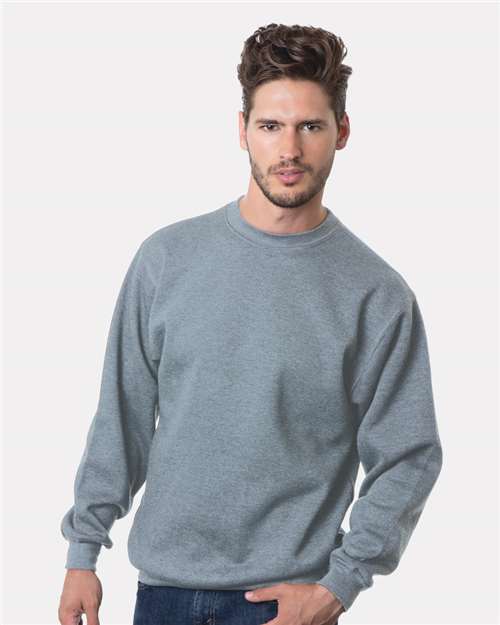 Bayside 1102 Unisex USA-Made Crewneck Sweatshirt - Dark Ash - model front