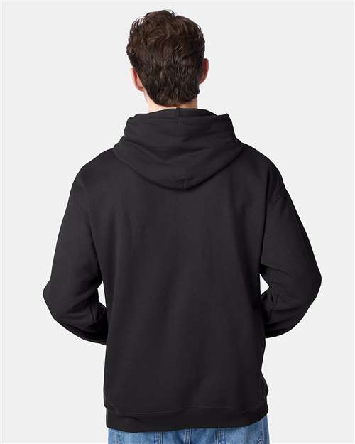 Hanes P170 EcoSmart Hooded Sweatshirt - Black - model back