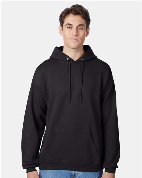 Hanes P170 EcoSmart Hooded Sweatshirt - Black - model front