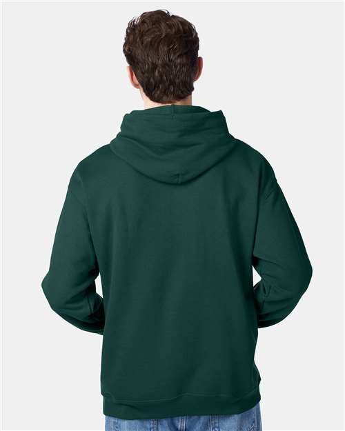 Hanes P170 EcoSmart Hooded Sweatshirt - Deep Forest - model back