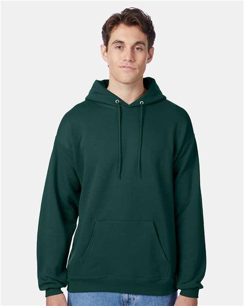 Hanes P170 EcoSmart Hooded Sweatshirt - Deep Forest - model front