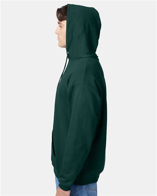 Hanes P170 EcoSmart Hooded Sweatshirt - Deep Forest - model side