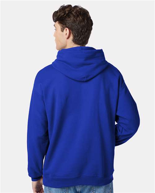 Hanes P170 EcoSmart Hooded Sweatshirt - Deep Royal - model back