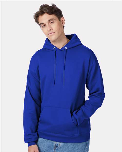 Hanes P170 EcoSmart Hooded Sweatshirt - Deep Royal - model front