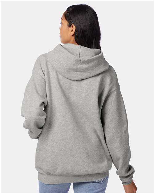 Hanes P170 EcoSmart Hooded Sweatshirt - Light Steel - model back