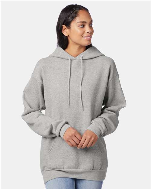 Hanes P170 EcoSmart Hooded Sweatshirt - Light Steel - model front