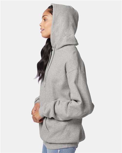Hanes P170 EcoSmart Hooded Sweatshirt - Light Steel - model side