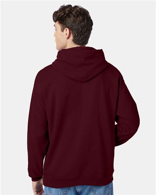 Hanes P170 EcoSmart Hooded Sweatshirt - Maroon - model back