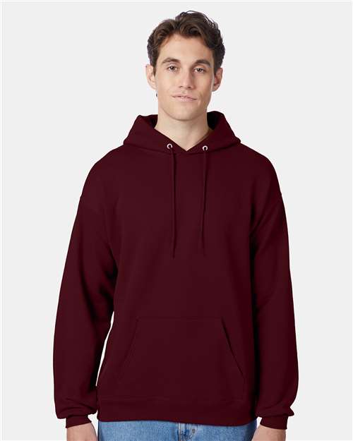 Hanes P170 EcoSmart Hooded Sweatshirt - Maroon - model front