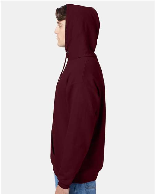 Hanes P170 EcoSmart Hooded Sweatshirt - Maroon - model side