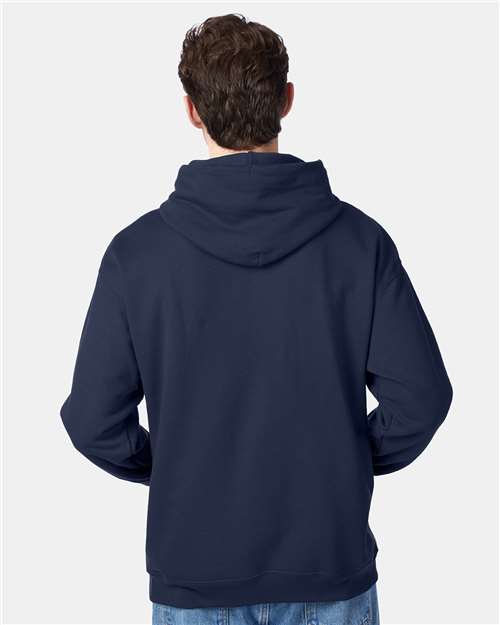 Hanes P170 EcoSmart Hooded Sweatshirt - Navy - model back