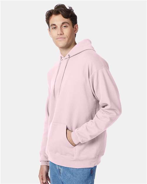 Hanes P170 EcoSmart Hooded Sweatshirt - Pale Pink - model side