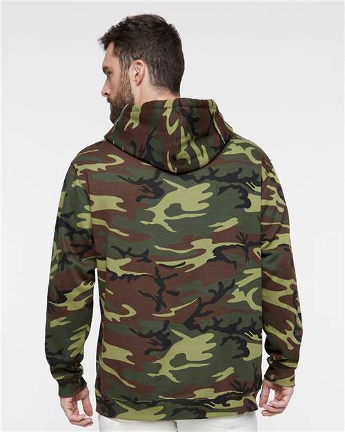 Code Five 3969 Unisex Camo Fleece Hoodie Sweatshirt - Green Woodland - model back