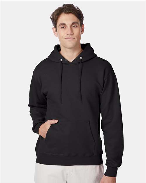 Hanes F170 Ultimate Cotton Hooded Sweatshirt - Black - model front