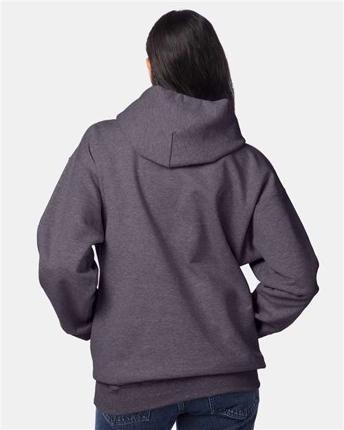 Hanes F170 Ultimate Cotton Hooded Sweatshirt - Charcoal Heather - model back