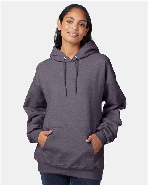 Hanes F170 Ultimate Cotton Hooded Sweatshirt - Charcoal Heather - model front