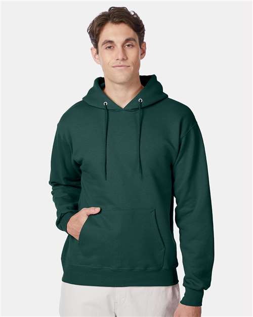 Hanes F170 Ultimate Cotton Hooded Sweatshirt - Deep Forest - model front