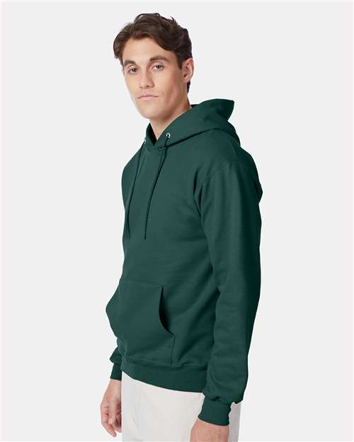 Hanes F170 Ultimate Cotton Hooded Sweatshirt - Deep Forest - model side