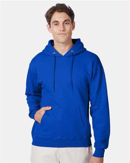 Hanes F170 Ultimate Cotton Hooded Sweatshirt - Deep Royal - model front