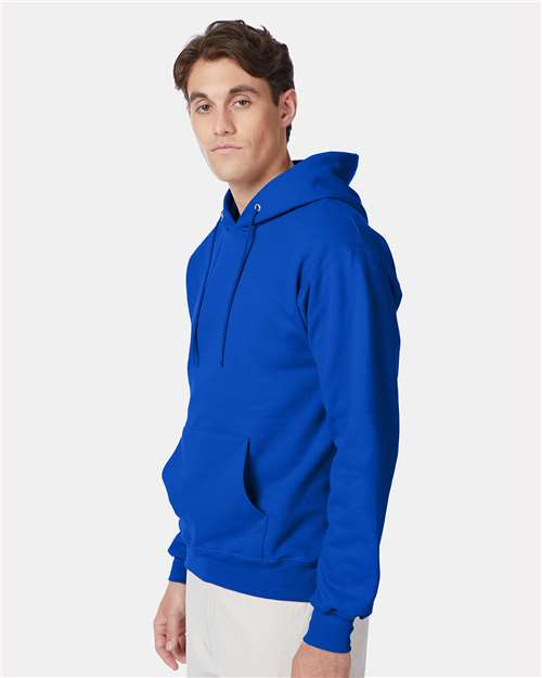 Hanes F170 Ultimate Cotton Hooded Sweatshirt - Deep Royal - model side
