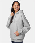 Hanes F170 Ultimate Cotton Hooded Sweatshirt - Light Steel - model side