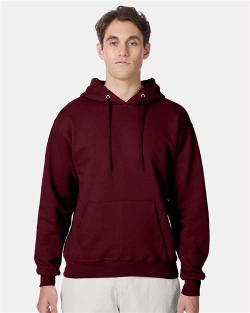 Hanes F170 Ultimate Cotton Hooded Sweatshirt - Maroon - model front