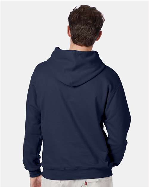 Hanes F170 Ultimate Cotton Hooded Sweatshirt - Navy - model back