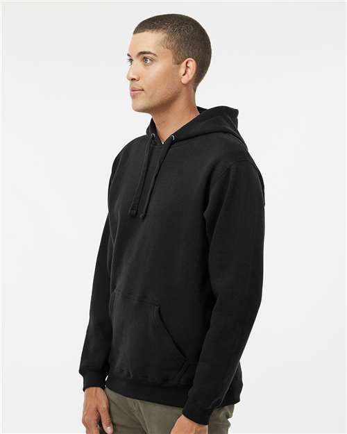 J. America 8824 Men's Premium Hooded Sweatshirt - Black - model side