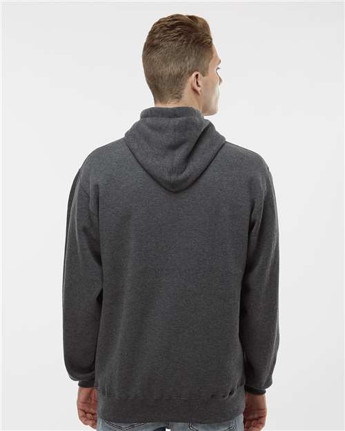 J. America 8824 Men's Premium Hooded Sweatshirt - Charcoal Heather - model back