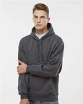 J. America 8824 Men's Premium Hooded Sweatshirt - Charcoal Heather - model front