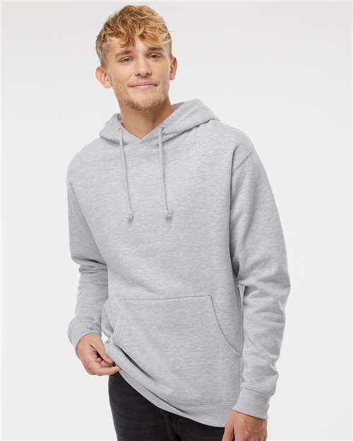 Independent Trading Co. IND4000 Heavyweight Hooded Sweatshirt - Grey Heather - model front