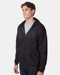 Hanes P180 Unisex EcoSmart Full-Zip Hooded Sweatshirt - Black - model side