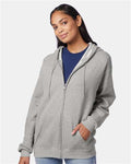 Hanes P180 Unisex EcoSmart Full-Zip Hooded Sweatshirt - Light Steel - model front