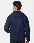 Hanes P180 Unisex EcoSmart Full-Zip Hooded Sweatshirt - Navy - model back