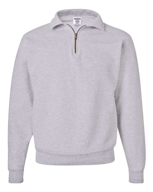 Jerzees 4528MR Unisex Super Sweats NuBlend Quarter-Zip Cadet Collar Sweatshirt - Ash - front