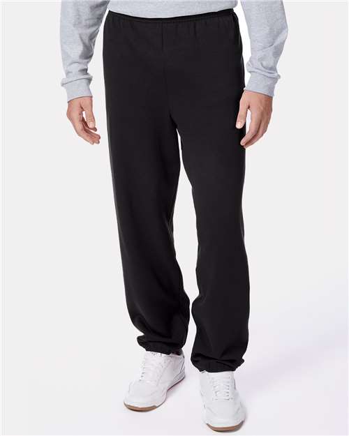 Hanes P650 Unisex EcoSmart Sweatpants - Black - model front