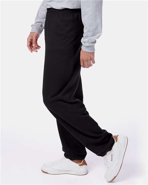 Hanes P650 Unisex EcoSmart Sweatpants - Black - model side