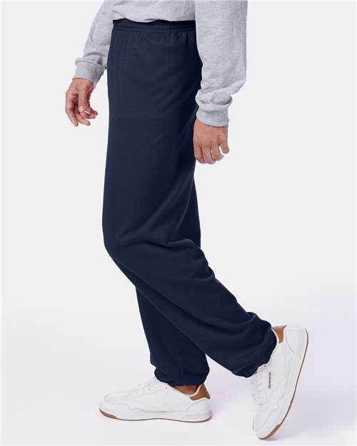 Hanes P650 Unisex EcoSmart Sweatpants - Navy - model side