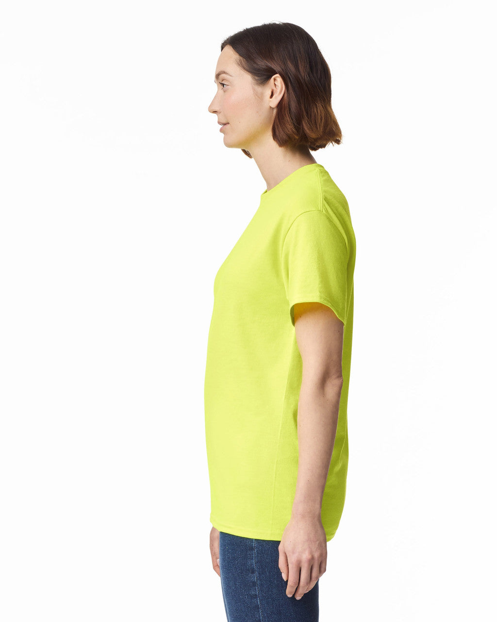 Gildan G200 Ultra Cotton T-Shirt - Safety Green - model side
