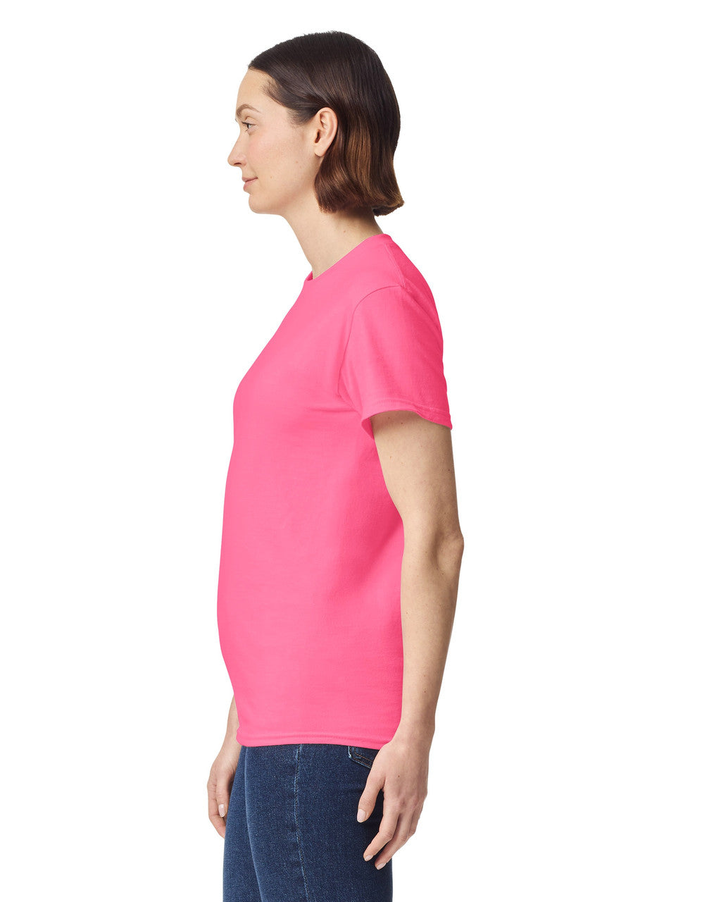 Gildan G200 Ultra Cotton T-Shirt - Safety Pink - model side